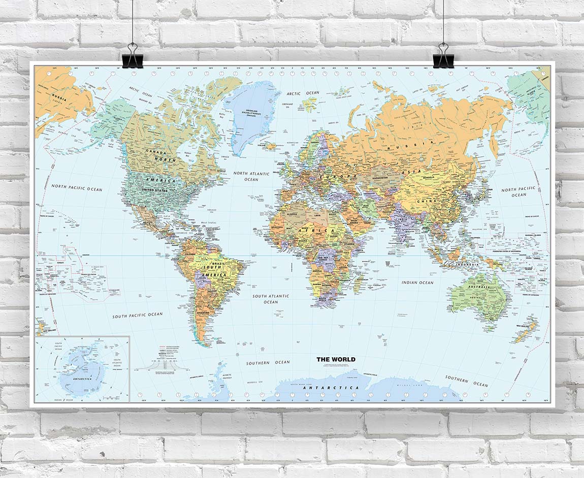 World Physical Poster Size Map: Wall Maps World: National
